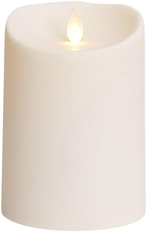 Luminara Outdoor Flameless Candle: Plastic Finish, Unscented Moving Flame Candle with Timer (5" Ivory) by Luminara
