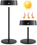 Mr.White Solar Waterproof Outdoor Rechargeable Cordless Table Lamps, Set of 2 Touch Dimmable Operated Battery Table Lights for Patio, Restaurant, Kitchen (Black) by Unknown