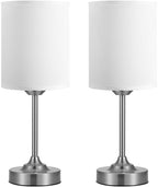 Touch Control Cordlss Table Lamp, USB-C Rechargeable Lamp with Stepless Dimming, 4000mAh Battery Operated Bedside Lamp for Bedroom, Living Room, Night Light & Emergency Lighting, Silver, 2 Pack by KakanuoLightings
