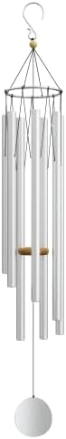 Wind Chimes for Outside and Inside – 44 inch – 528hz Solfeggio Healing Tones - Silver - Image 2