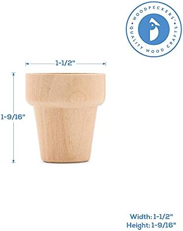 Woodpeckers Small Wooden Flower Pot 1-9/16-inch x 1-1/2-inch, Pack of 100 Wood Craft Flower Planter to Paint - Image 3