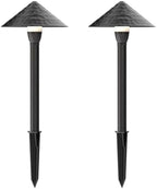12V Low Voltage Pathway Lights 1W 60LM LED G4 Replaceable Bulb Outdoor Landscape Lights 2PK 3100K Warm White Aluminum Path Lights for Garden Yard Driveway, Black by LLLIGHTINGLIVING