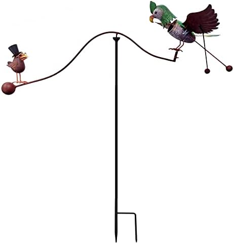 Rustic Metal Kinetic Two Bird Spinning Balancer Garden Stake with Wobbly Head Outdoor Yard Art Patio and Lawn Decoration - Image 3