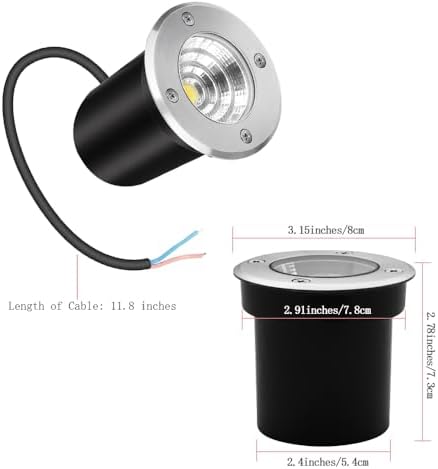 12Pack Well Lights LED Low Voltage Landscape Lights, Outdoor In Ground Light 12V-24V 5W Warm White 3000K, IP65 Waterproof Up Lighting for Pathway, Driveway, Deck, Garden, with Wire Connectors - Image 5