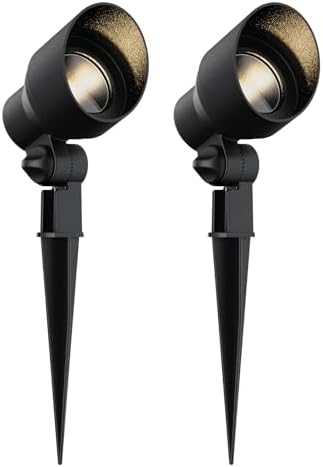 12V LED Outdoor Landscape Spotlights Black 2 Pack by LLLIGHTINGLIVING