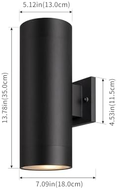 mirrea 14" Modern Outdoor Porch Light in 2 Lights, Matte Black, 6 Pack - Image 2