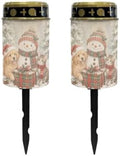 Poceacles Christmas Decorations Solar Lights Outdoor Solar Powered Outdoor Cemetery Stake Candle Grave Lamp Flameless Candle, Snowman Puppy Cat Print, 2 Piece by Poceacles