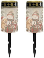 Poceacles Christmas Decorations Solar Lights Outdoor Solar Powered Outdoor Cemetery Stake Candle Grave Lamp Flameless Candle, Snowman Puppy Cat Print, 2 Piece by Poceacles