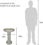 24 Inch Height Outdoor Bird Bath - Fibre Reinforced Concrete Large Bird Bath Stylish with Modern Pedestal for Garden, Patio, Backyard, Lawn - 16”W X 24”H Contemporary Birdbaths & Supports - Image 5