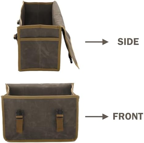 Canvas Tool Storage Bag - Portable Garden Tool Carrying Case with 3 Pockets + 2 Release Buckles, Multi-Purpose 16OZ Waxed Canvas Tool Tote Bag | 11.5"L x 6"W x 7.5"H | Grey - Image 5