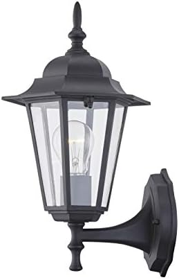 WISBEAM Outdoor Wall Lantern, Black Wall Sconce for House Porch Lighting Fixture, E26 Base 60W Max, Metal Housing Plus Glass, Wet Location Rated, ETL Qualified, Bulbs not Included by WISBEAM