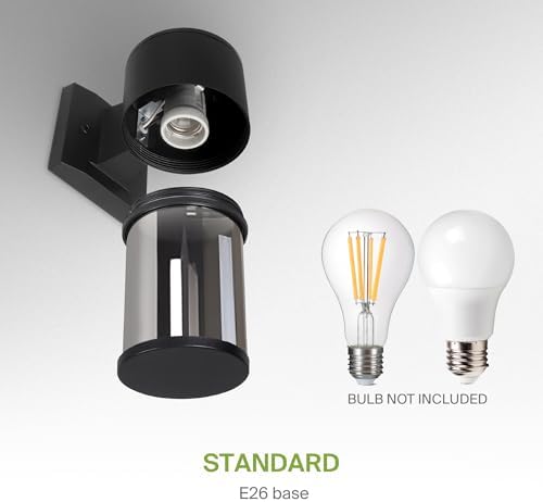ASD Smoky Glass Outdoor Wall Lights - 60W 120V E26 Base ETL Exterior Lighting Fixtures, LED/CFL/Incandescent Bulb Outdoor Lights for House, Waterproof Patio Wall Sconces & Porch Décor - Image 6