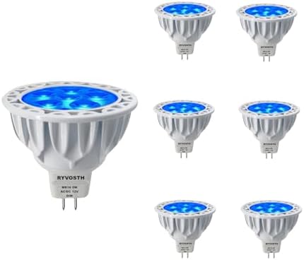 6-Pack MR16 Blue Led Bulbs 5W Replace 35W 50W Halogen Equivalent,12V Low Voltage MR16 GU5.3 Blue Color Bulb Spotlights for Outdoor Landscape Flood Track Lighting, Dimmable, by Unknown