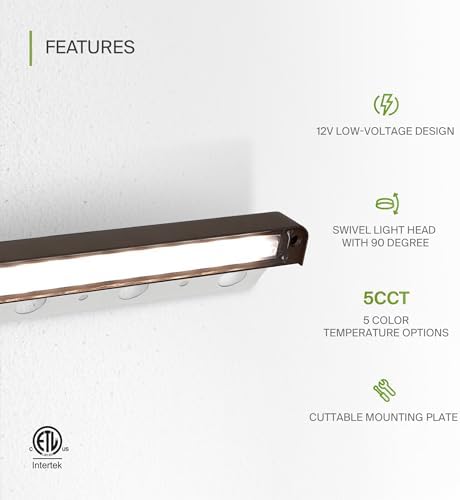 ASD LED 12 Inch Retaining Wall Light Fixture, Hardscape Paver Lighting | 5CCT, Low Voltage, Swivel, Waterproof, ETL Listed | 5W 330LM 2200K-5000K 12V | Landscape Step Illumination | Bronze, 4 Pack - Image 3