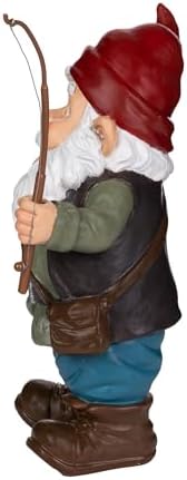 Fly Fishing Garden Gnome Statue - Cheerful Angler with Rod & Trout Figurine - Durable Resin Lawn & Yard Art Decor for Outdoor Patio, Pond - Unique Funny Gift for Men, Dad - Image 6