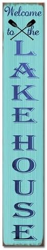 Welcome To The Lake House Front Porch Sign Lake House Welcome Sign Seasonal Beach Wooden Plaque Hanging Outdoor Farmhouse For Spring Summer Yard Standing Decorations 8x64inch by Houseuse