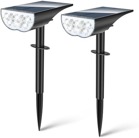 Solar Spotlights Outdoor Waterproof IP65, 3 Lighting Modes Outdoor Solar Spot Lights for Yard Pathway Landscape, Cold White, 2 Pack by Tenmotion