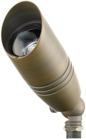 Amped Landscape Lighting 12V Accent Spot Light with MR16 Socket and Long Cowl in Aged Brass Solid Copper Enhanced Protection for Coastal Environments by EastGroveHome