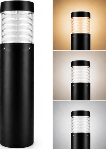 Bollard Light 25", 120-277V, 10W, 3CCT 3000-5000 Kelvin, Louvered Flat by LightingLabs