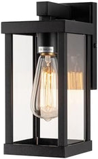 mirrea 11" Classic Outdoor Wall Sconce 1 Light in Matte Black Rectangular Metal Frame and Clear Glass Shade Waterproof Porch Light Patio Light by mirrea
