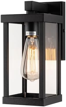 mirrea 11" Classic Outdoor Wall Sconce 1 Light in Matte Black Rectangular Metal Frame and Clear Glass Shade Waterproof Porch Light Patio Light by mirrea