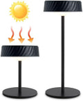 Solar Outdoor Waterproof Cordless Rechargeable Set of 2 Table Lamp, Portable Touch Dimmable Battery Operated Table Light with Adjustable Height Pole, for Patio Restaurant Kitchen (Black 2 Pack) by Unknown