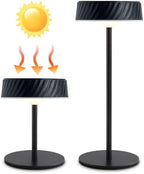 Solar Outdoor Waterproof Cordless Rechargeable Set of 2 Table Lamp, Portable Touch Dimmable Battery Operated Table Light with Adjustable Height Pole, for Patio Restaurant Kitchen (Black 2 Pack) by Unknown