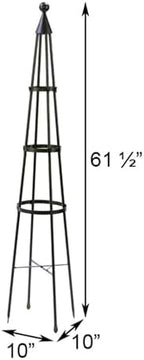 Achla Designs OBL-01, 61-in Wrought Iron Garden Obelisk Trellis, H, Graphite - Image 3