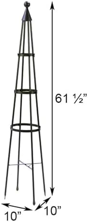 Achla Designs OBL-01, 61-in Wrought Iron Garden Obelisk Trellis, H, Graphite - Image 3