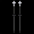 Alpine Corporation 34" Tall Outdoor Solar Powered Cross Pathway Light Stakes (Set of 2) - Image 5