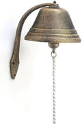 Wall-Mounted Bell with Pull Cord Outdoor Cast-Iron Chime with Bracket Heavy Duty for Shop Owners, Porch, Garden, Cafe, Large by Unknown