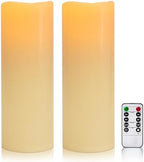 5" x 14" Ivory Large Waterproof Outdoor Flameless Candles Battery Operated LED Flickering Pillar Candles with Remote and Timer for Indoor Outdoor Lanterns, Long Lasting, Set of 2 by Yongmao