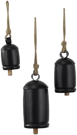 Deco 79 Metal Cow Bells, Meditation Bell, Set of 3, 10", 7", 5"H, Black - Image 2