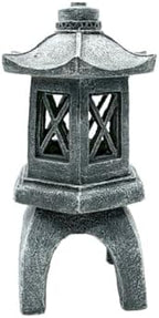 Polyresin Pagoda Garden Statue with Solar LED Light, Weather Resistant Zen Lantern for Outdoor Yard Patio Decor, Grey Finish(B) by Unknown