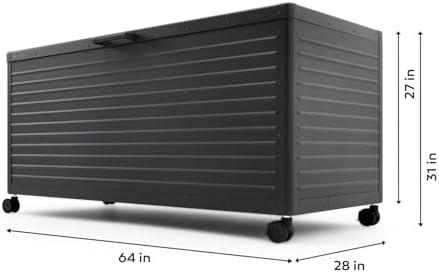 MIRADOR 205 Gallon Outdoor Storage Box with Wheels & Soft-Close Lid, Waterproof Metal Deck Box for Patio Cushions, Garden Tools & Pool Accessories, Charcoal - Image 7
