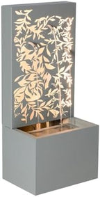 30.71" H Light Gray Metal Leaf Cutout Outdoor Water Wall Fountain with LED Lights, Waterfall Feature for Patio Garden Backyard Decor - Image 5