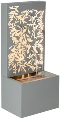 30.71" H Light Gray Metal Leaf Cutout Outdoor Water Wall Fountain with LED Lights, Waterfall Feature for Patio Garden Backyard Decor - Image 5