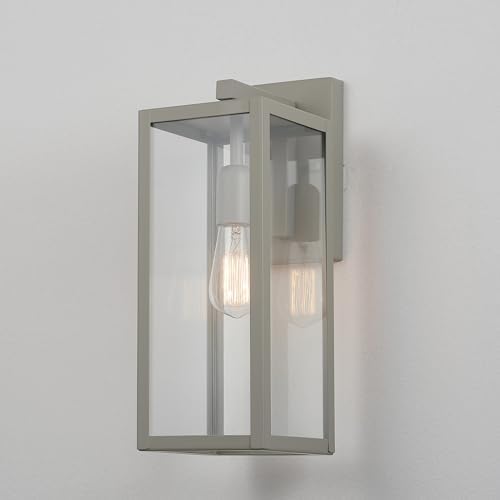 Globe Electric 44838 Bowery 1-Light Outdoor Indoor Wall Sconce, Matte Gray, Clear Glass Shade - Image 6