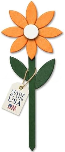 Peaceful Classics Poly Flower Garden Stake, Amish Made Outdoor Decor Orange by PeacefulValley