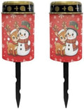 Poceacles Outdoor Lights Solar Grave Candle Solar Cemetery Candles LED Automatic Outdoor Flameless Cemetery Lights for Christmas, Cute Snowman Reindeer Red, Pack of 2 by Poceacles