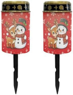 Poceacles Outdoor Lights Solar Grave Candle Solar Cemetery Candles LED Automatic Outdoor Flameless Cemetery Lights for Christmas, Cute Snowman Reindeer Red, Pack of 2 by Poceacles