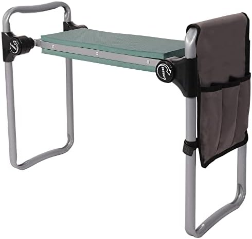2022 Garden Kneeler and Seat Stool,Foldable Heavy Duty Garden Bench Workseats with Tool Pocket and Soft EVA Kneeling Pad for Senior,Gardening Lovers, Green by DCDICLASSE