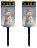 Poceacles Outdoor Solar Lights Solar Grave Candle Outdoor Waterproof Cemetery LED Candles for Cemetery Lawn Porch Christmas Winter Holiday Decor, Snowman Tree Pattern, Pack of 2 by Poceacles