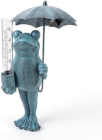 Topadorn Frog Rain Gauge, 21.5" Solar LED Outdoor Garden Stake by Topadorn