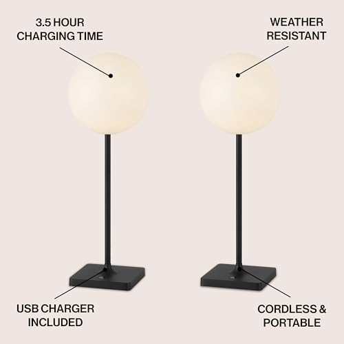 JONATHAN Y Allie 17.5" Rechargeable Cordless LED Lamp, Black, Set of 2 - Image 3