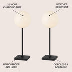 JONATHAN Y Allie 17.5" Rechargeable Cordless LED Lamp, Black, Set of 2 - Image 3