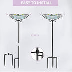 MUMTOP Glass Bird Bath, Peacock Outdoor Birdbaths with Metal Stake Green - Image 7