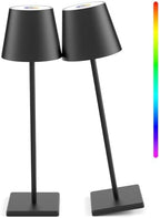 Cordless Table Lamp 5000mAh LED Rechargeable Lamp Black RGB, 2-Pack by Aoceley