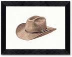 Framed Canvas Wall Art Watercolor Cowboy Hat Brown Earthy Minimalist Canvas Print Poster Black Frame Wall Decor for Bedroom Office Rustic Decor, Southwest Art - Inch 12x16 by Unknown