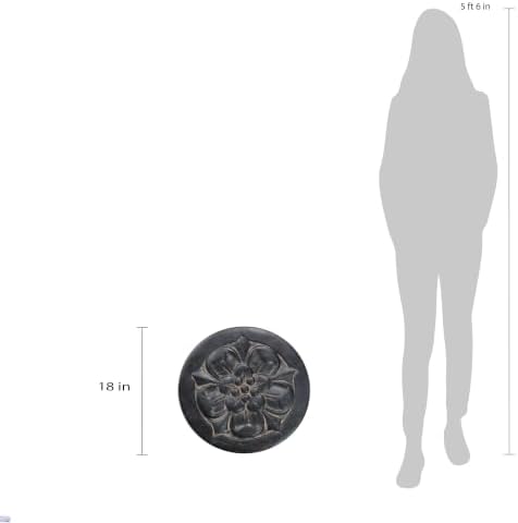 18 in. Round Cast Stone Large Floral Step Stone or Wall Plaque-Aged Charcoal (Set of 3) - Image 3